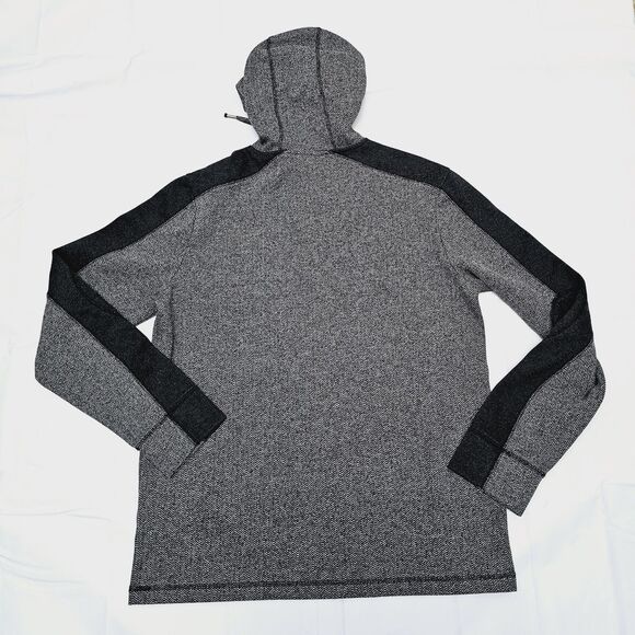 Marc Anthony Mens Large Hoodie Pullover Sweater Henley Herringbone Elbow patches - Picture 3 of 7